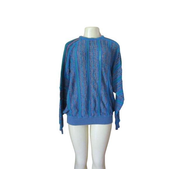 Vintage St. Croix Mens Blue Knit Sweater L Cotton Blend Made In USA - Picture 1 of 7